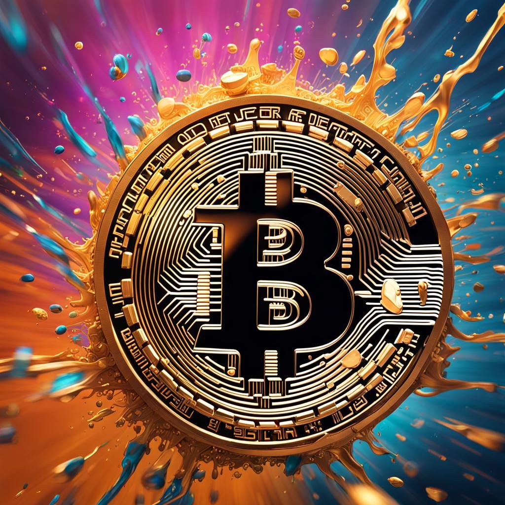 Hyperrealistic Bitcoin Concept Art with Colorful Depth