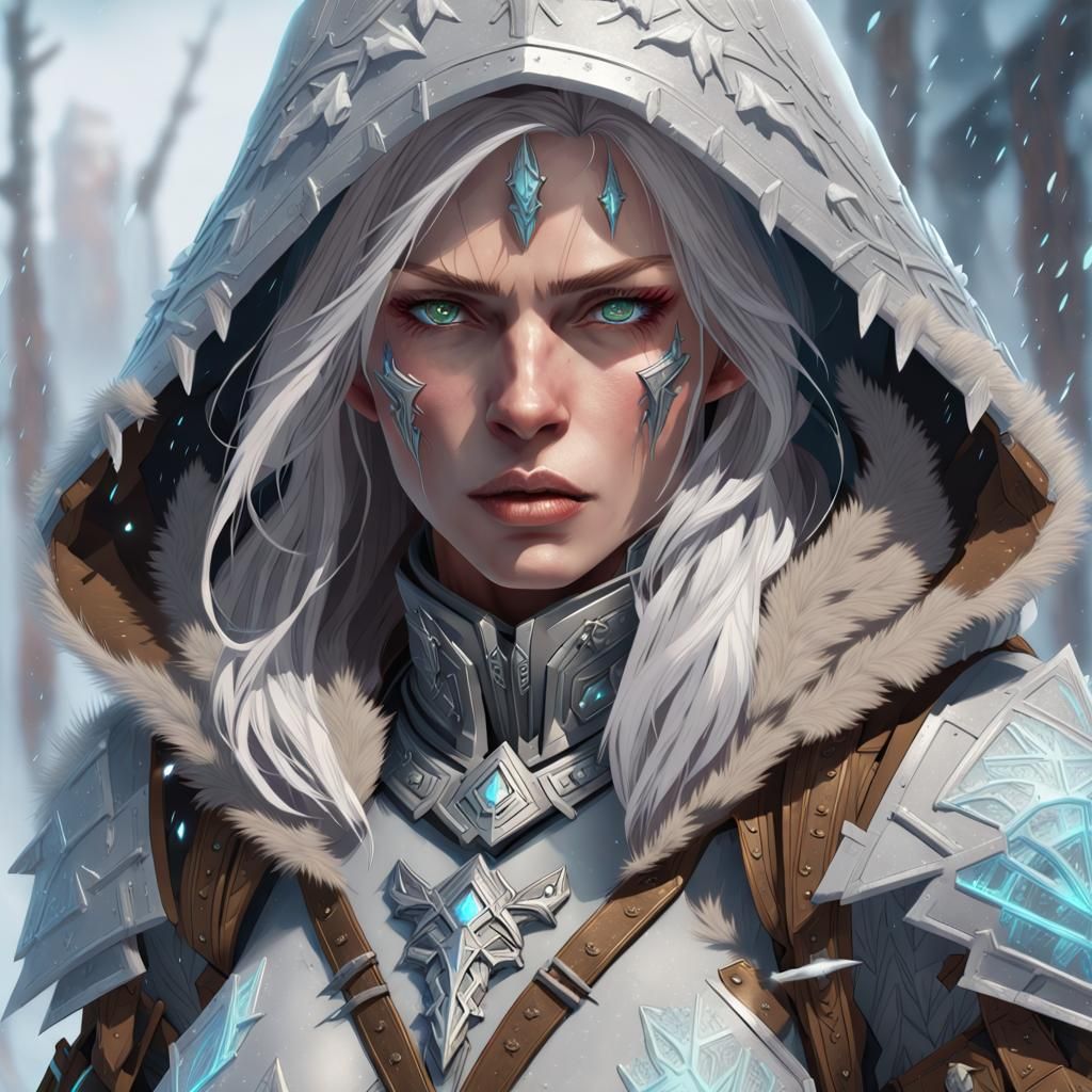 Icy Slavic Woman in Blizzard: Hyperdetailed Concept Art
