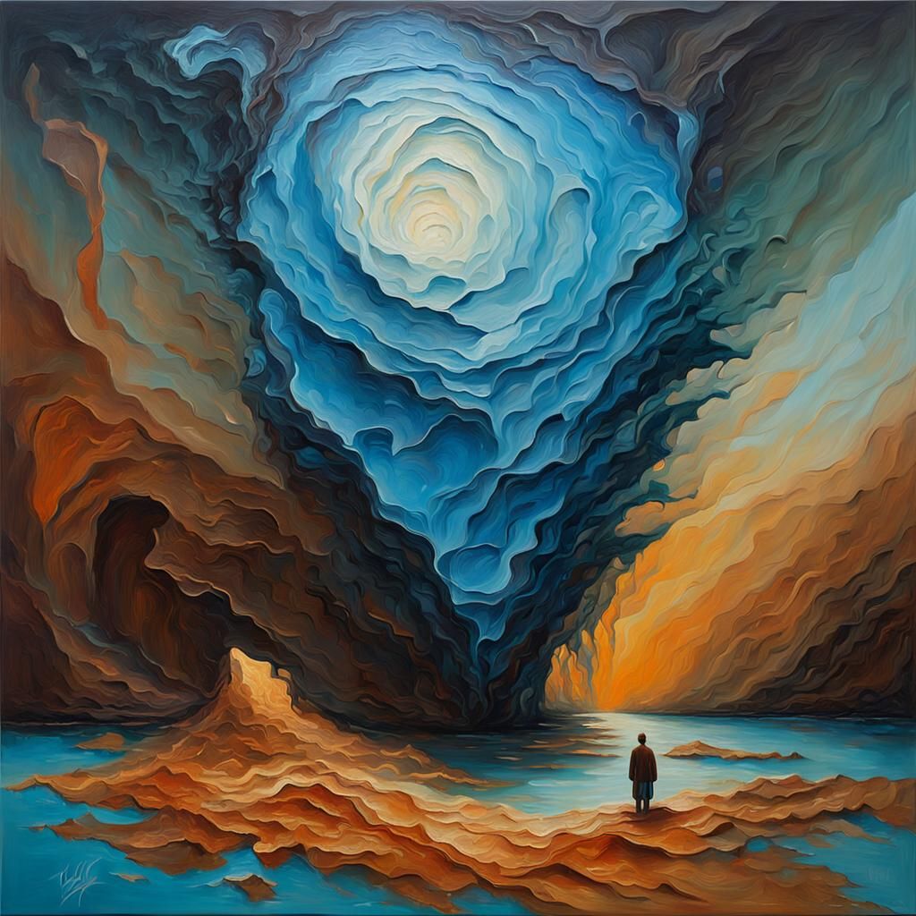 Surreal Entity Contemplates Critical Path as Impasto Paintin...