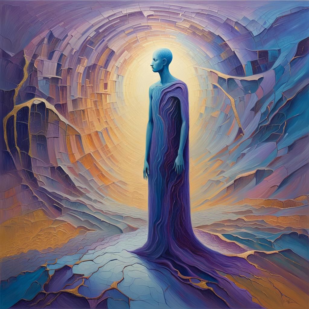 Surreal Entity in Abstract Landscape: Fauvist Painting