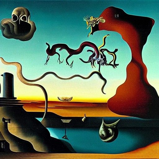Surreal Night Vale Landscape in Dali Style