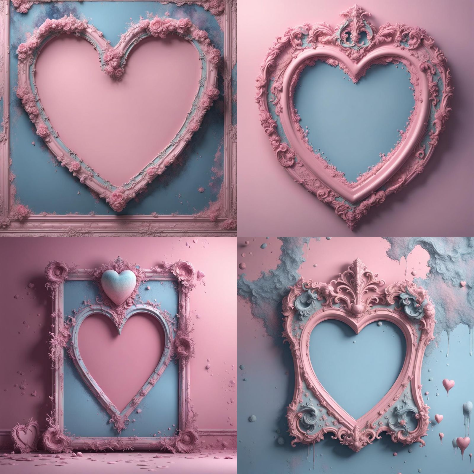 Shabby chic peeled paint peeled wallpaper pastel pink blue h...