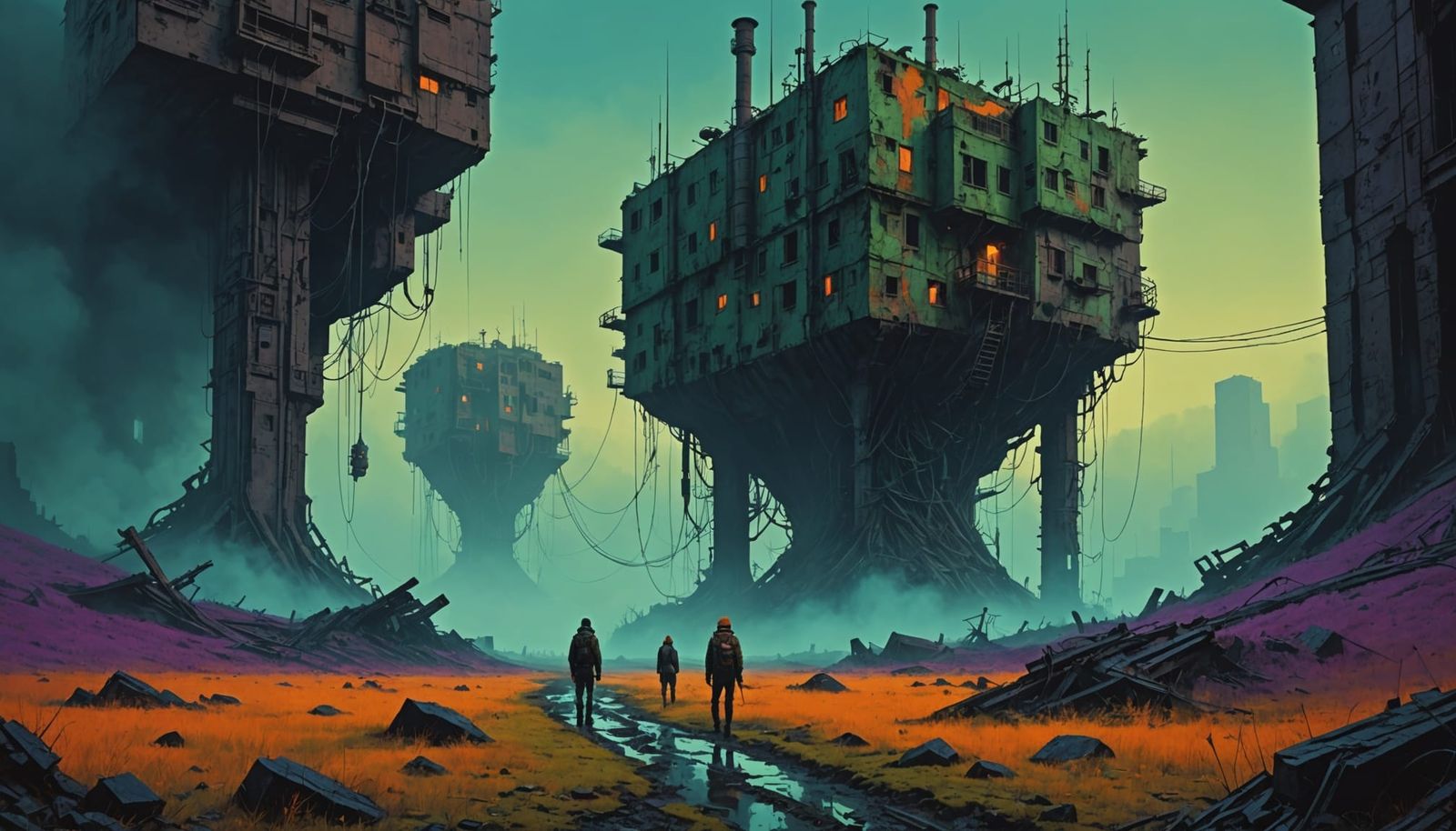 Dystopian Dark Fantasy Sci-Fi Landscape
