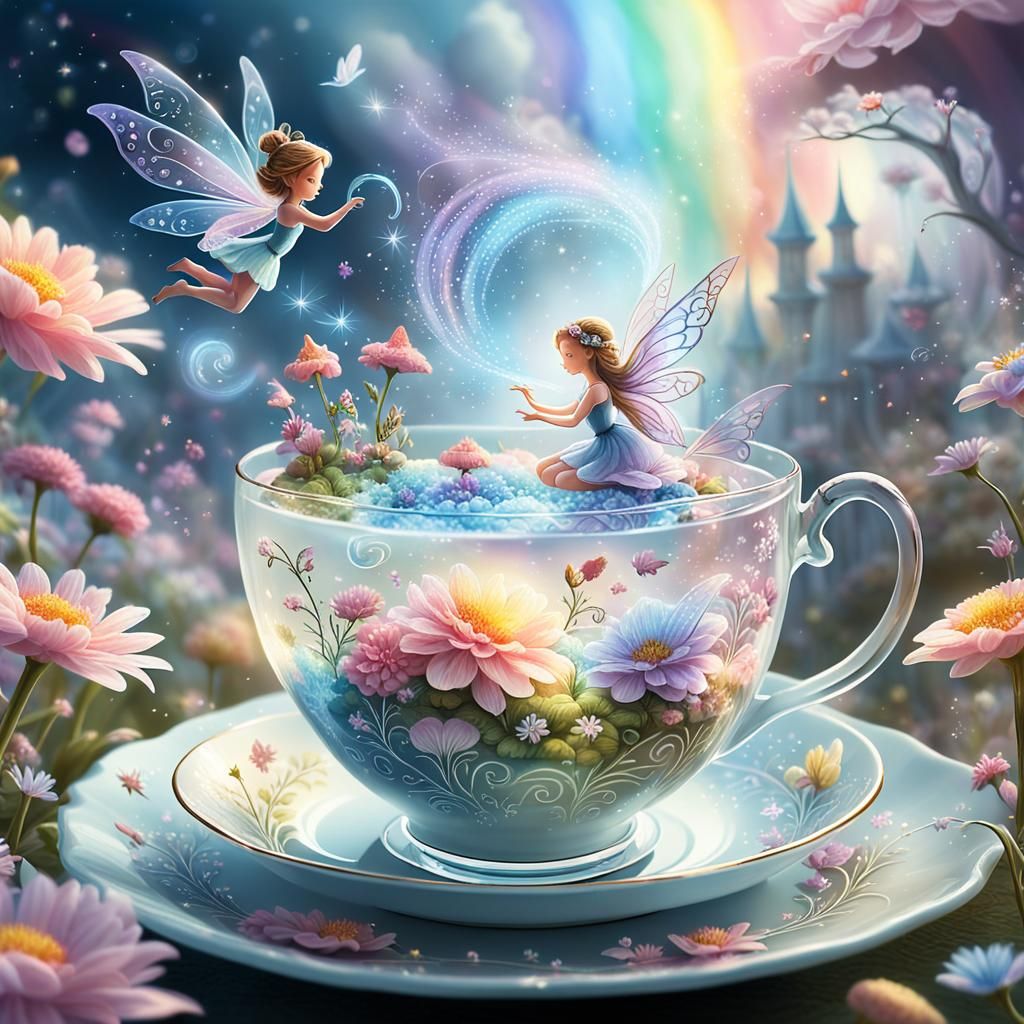 Magical Fairy Tale World Inside a Teacup