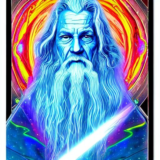 Gandalf in Cosmic Astral Hologram by Pablo Amaringo