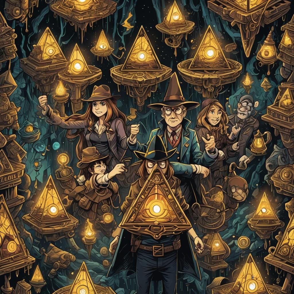 Bill Cipher in Comic Book Art Style