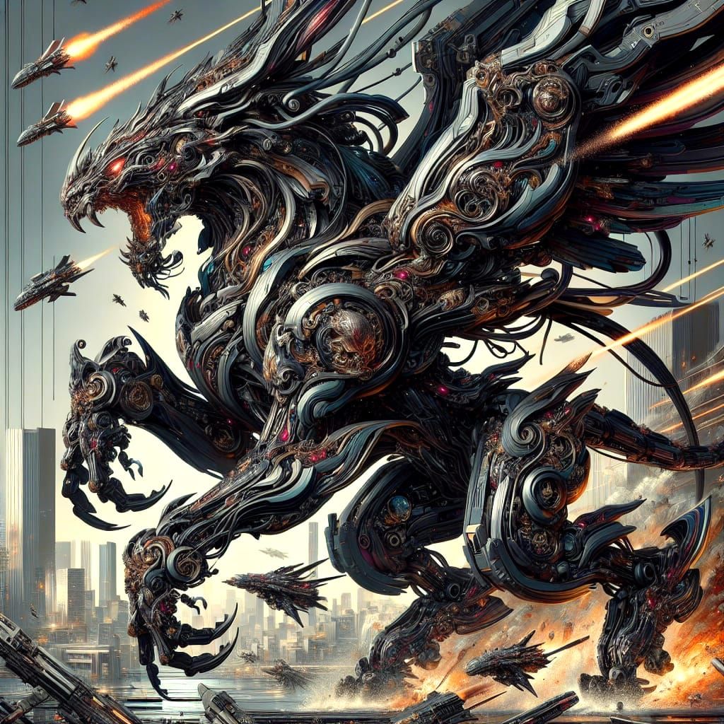 Gothic Chimera Mecha Chase in Neo-Tokyo