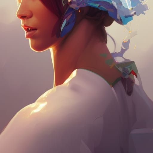 Detailed Portrait of Pilot in Art Nouveau Style