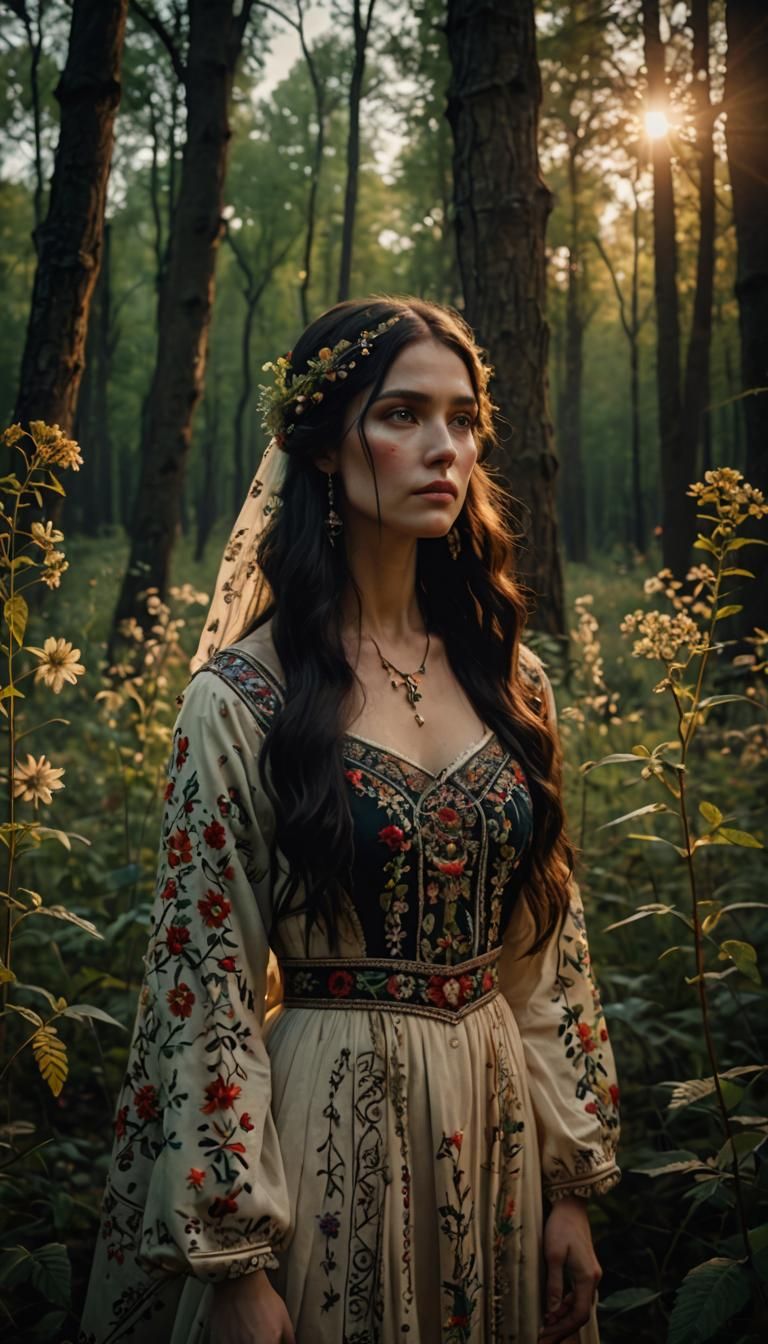 Mavka in Ukrainian Forest: Cinematic Film Still