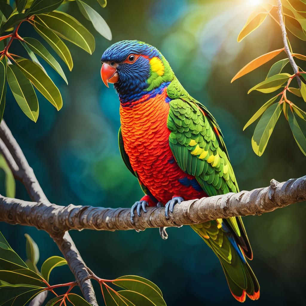 Vibrant Lorikeet Portrait in Soft Sunlight