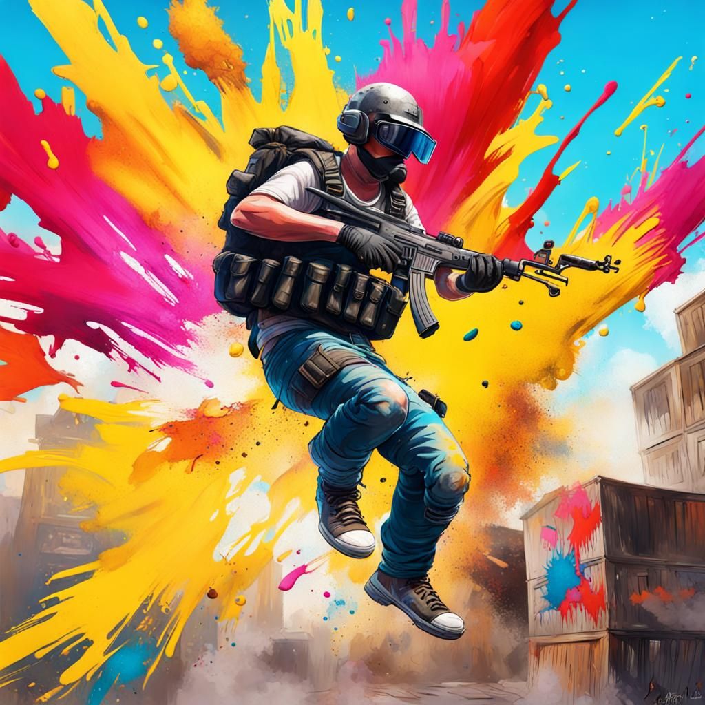 PUBG Sky Jump in Graffiti Art Style
