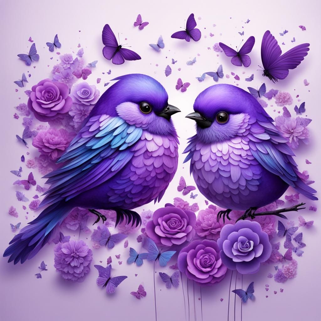 Floral Butterfly Birds in Love