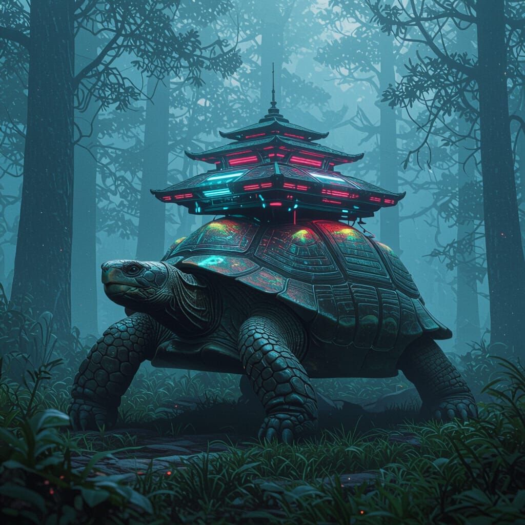 Tortoise carries a mikoshi to the festival