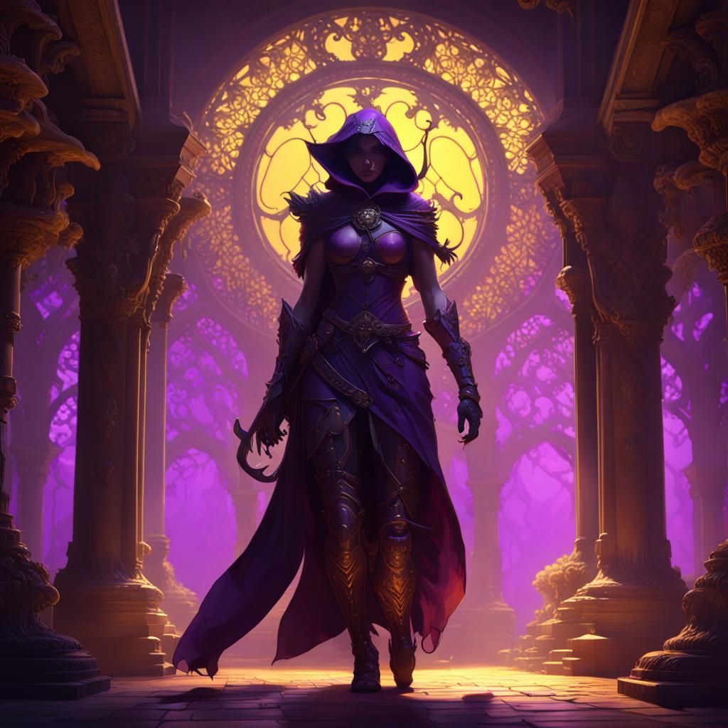 Dark Fantasy Shadow Art in Style of Alphonse Mucha