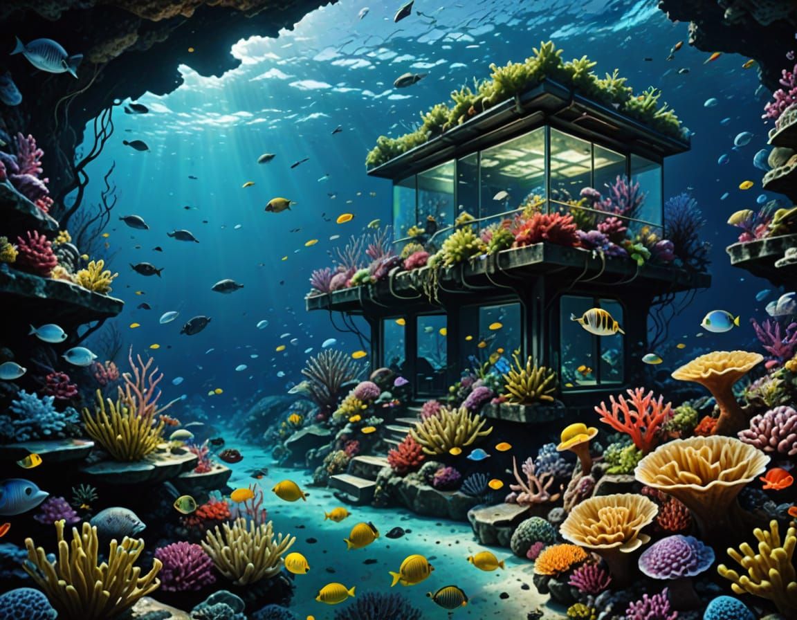 Underwater Garden: A Glass-Enclosed Marine Paradise