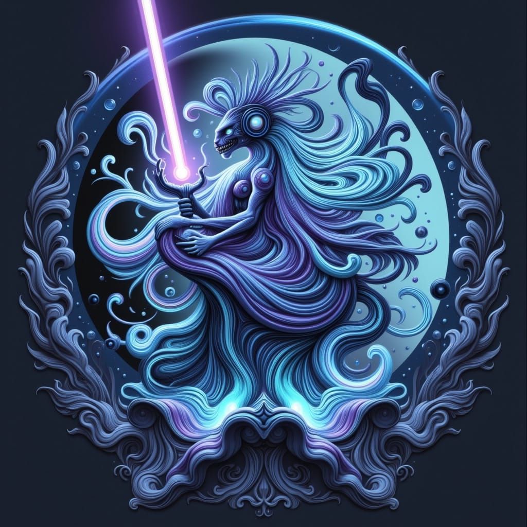 Surreal Alien Moon Portal in Cyberpunk Style