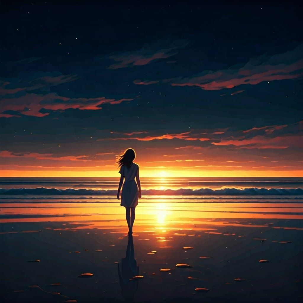 Serene Summer Night Beach Walk