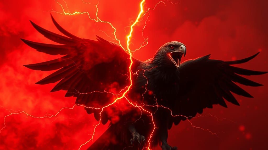 Glitched Black Falcon in Electric Darkness