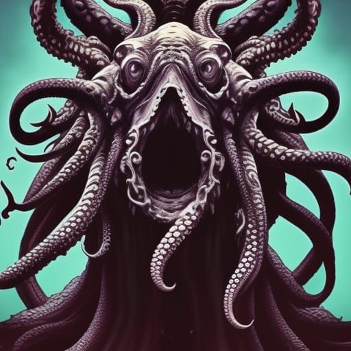 Cthulhu's Selfie: Hyperdetailed Tentacle Portrait