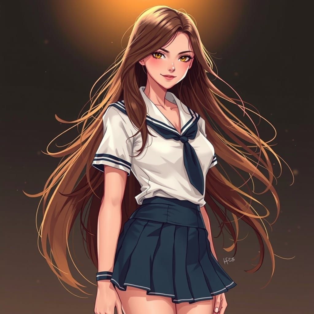 Young Woman in School Uniform Picking Up Pen