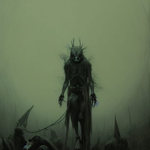 Skeleton Wolf in Dark Horror Style