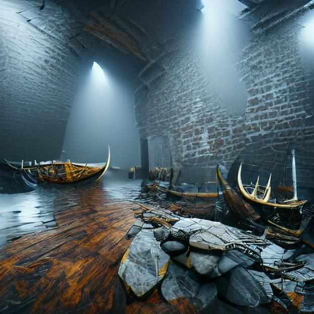 Epic Viking Ruins Against Stormy Sky