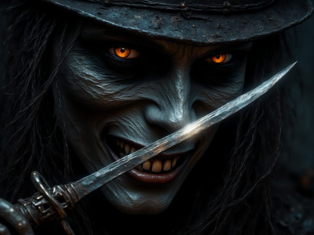 Shadowy Villain with Dagger in Dark Realism Style