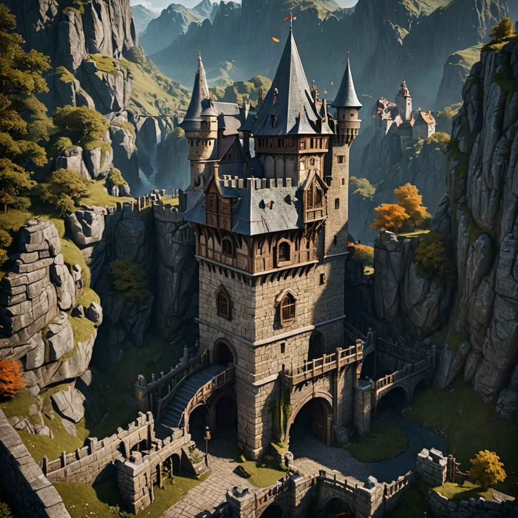 Medieval Guard Tower: Detailed Matte Painting