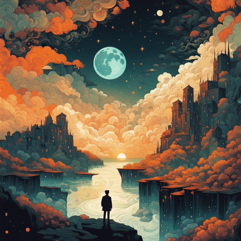 Stellar Odyssey: A Lone Figure in Cosmic Wonder