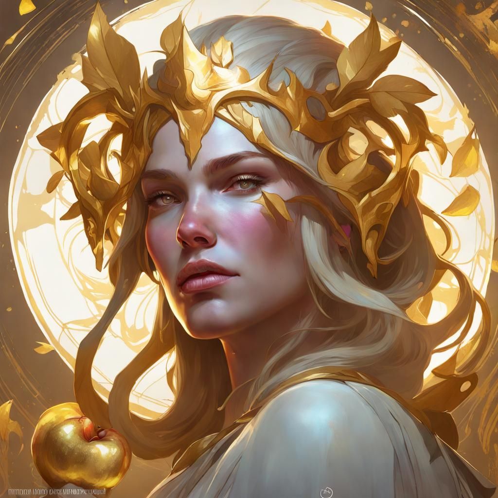 Eris's Bleeding Golden Apple: Hyperdetailed Portrait