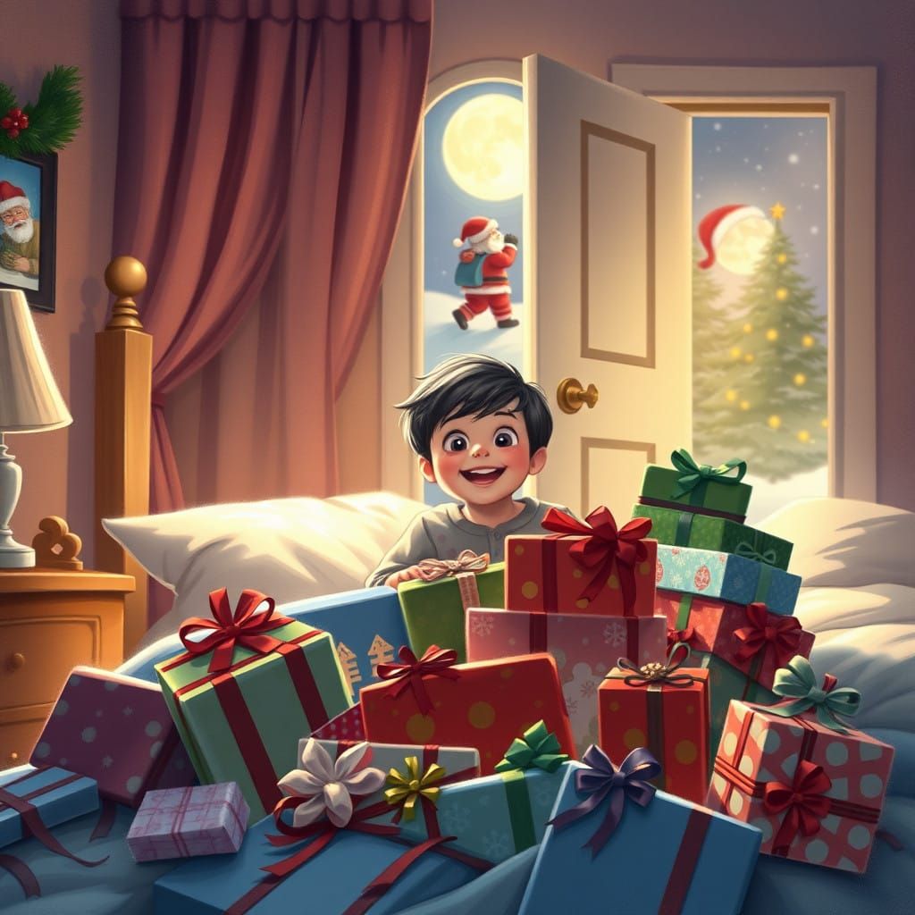 Child's Delightful Christmas Morning Surprise