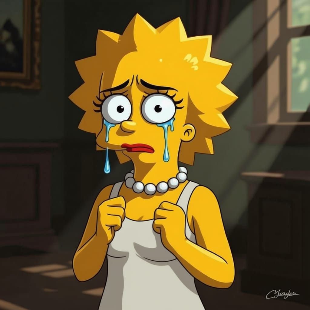 Lisa Simpson in Dramatic Renaissance Style Painting