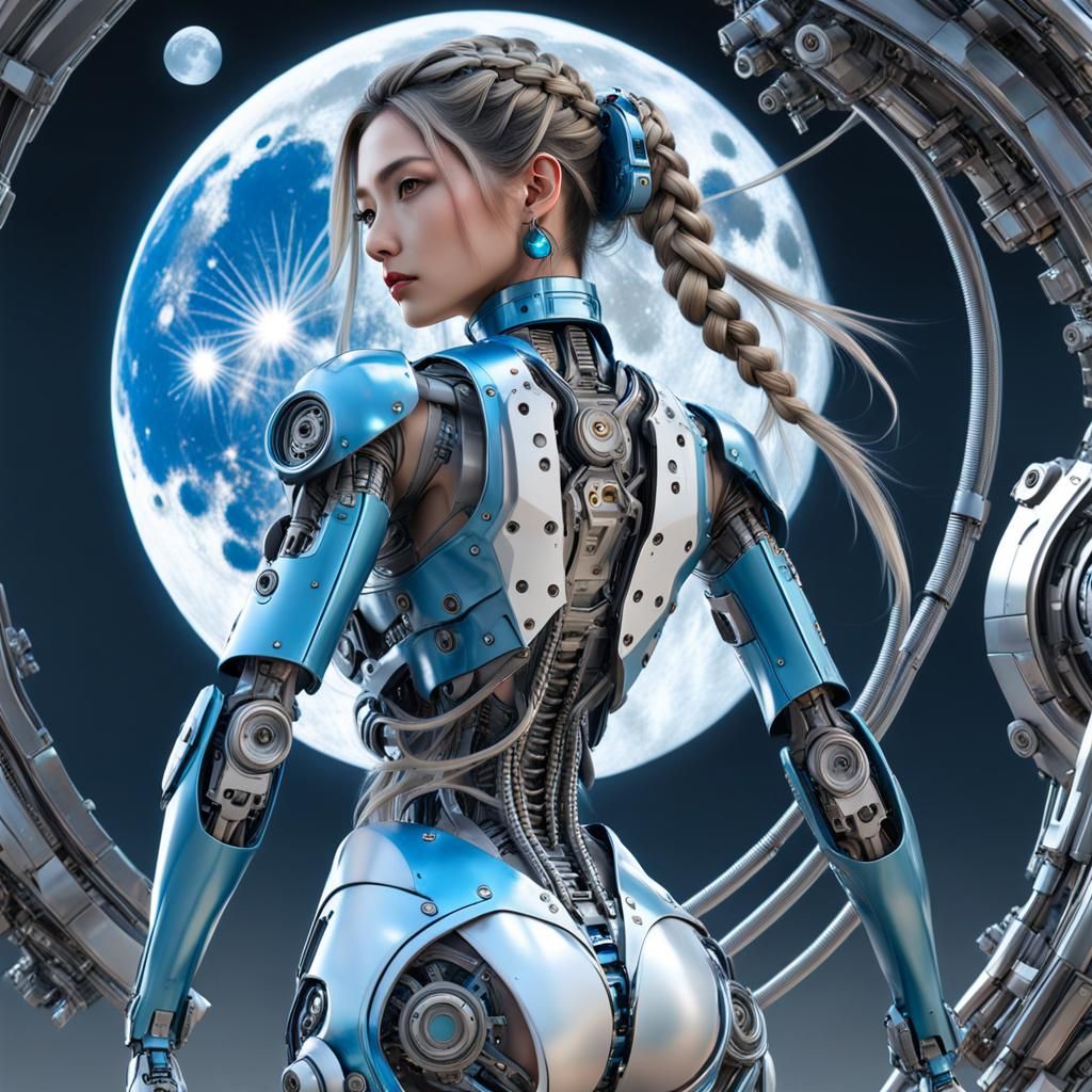 Woman in Mech Suit with Glowing Core