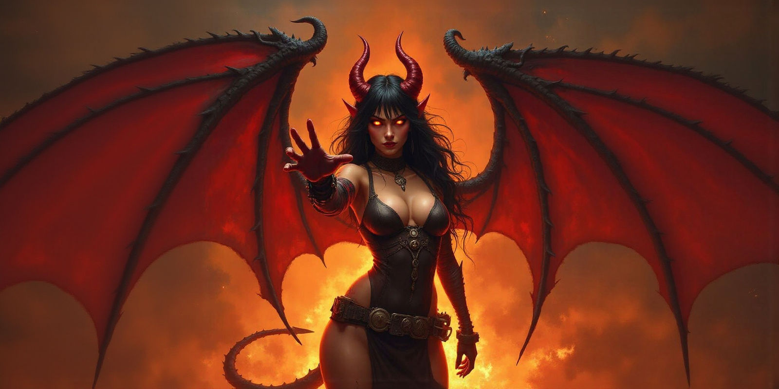 Dark Fantasy Demon Queen in Hellfire
