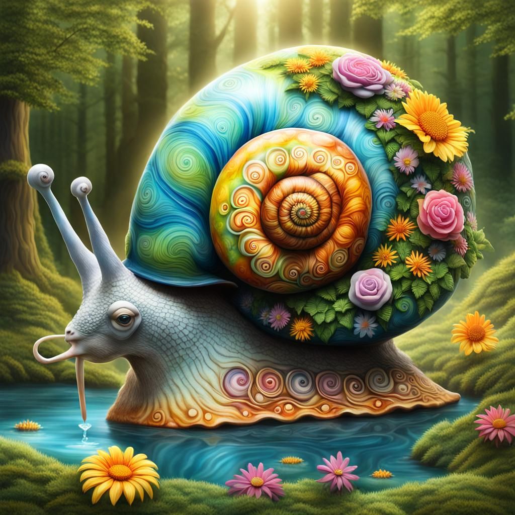 Whimsical 3D Snail in Candy Art Style