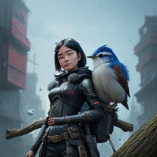 Ethereal 3D Wren in Anime Style