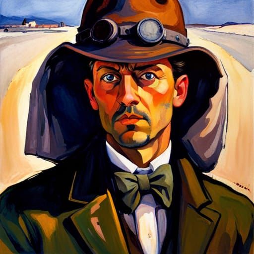 Archaeologist with Goats, in Ethereal Biopunk Style