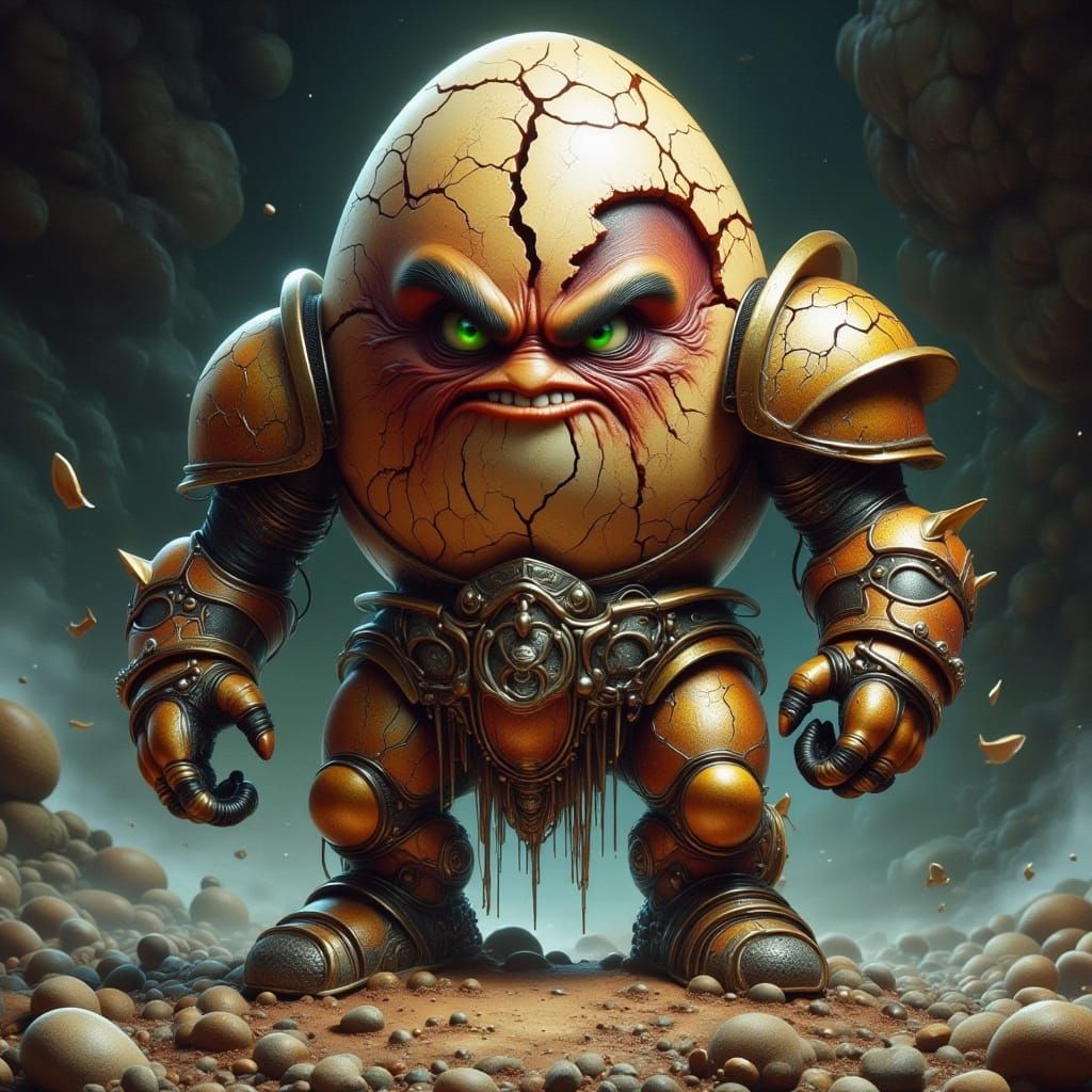 Armored Egg Warrior Ready for Battle