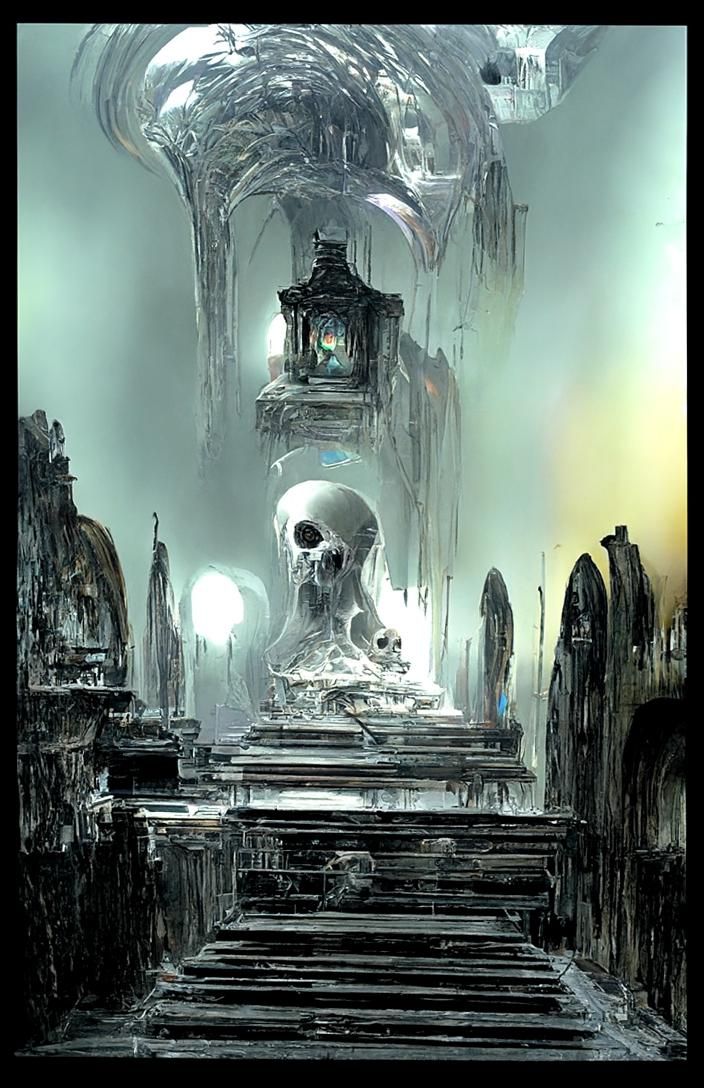 Haunted Victorian House with Skull Ornaments