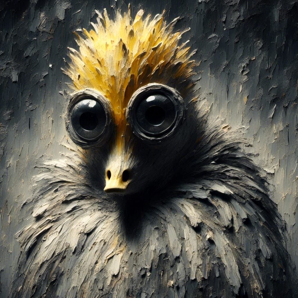 Fearful Banana with Googly Eyes in Chiaroscuro Style