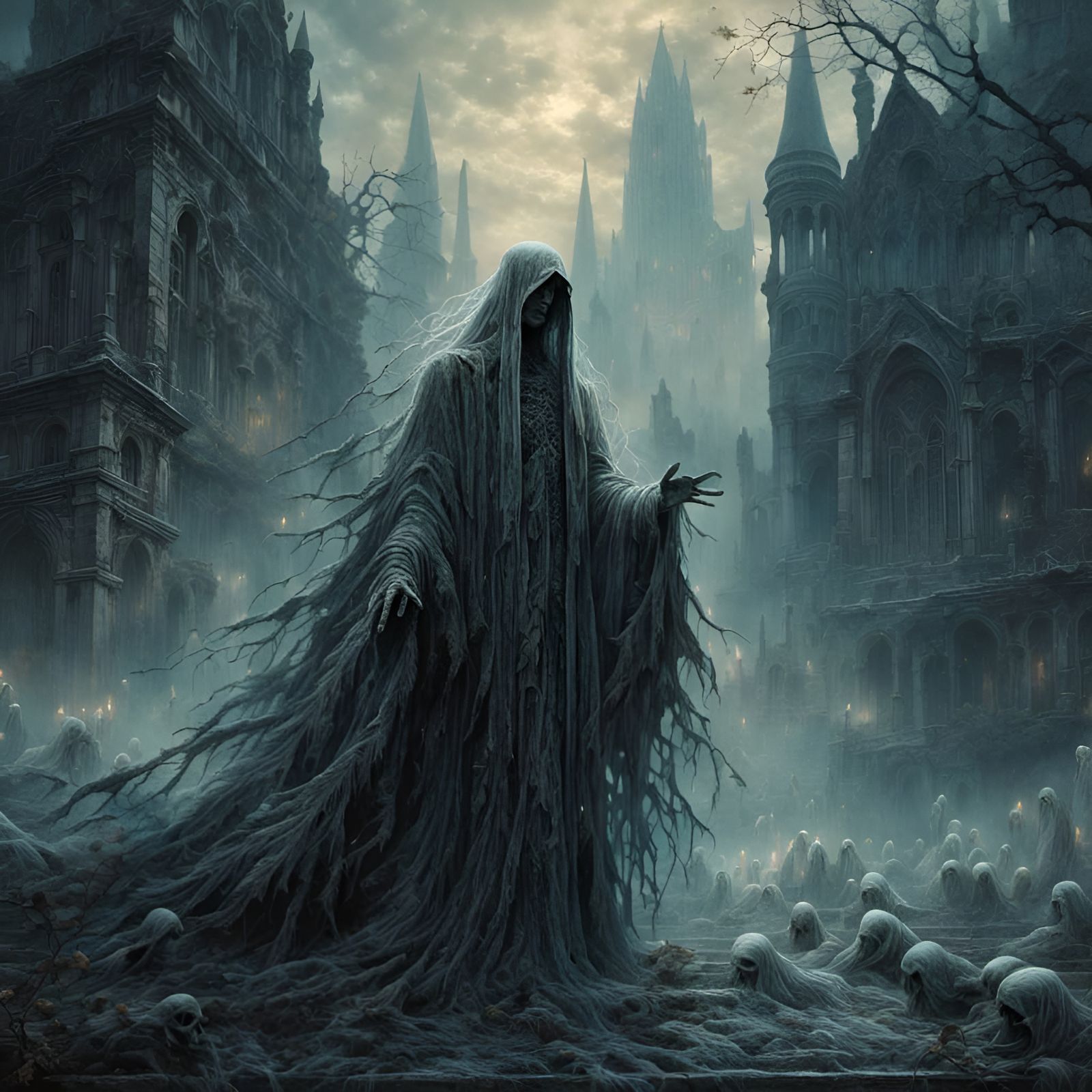 Feathered Horror in Gothic Illustration Style