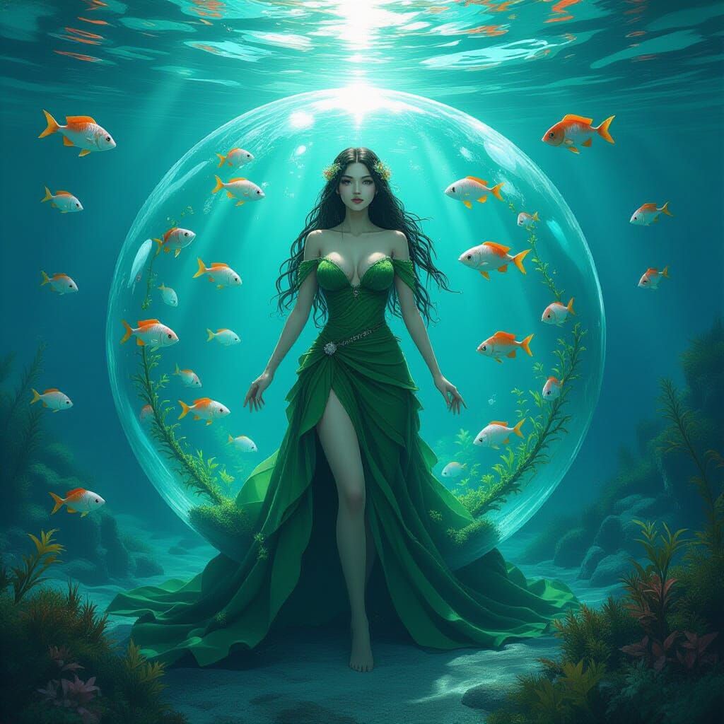 Swamp Fairy in Glass Orb, 3D Anime Art