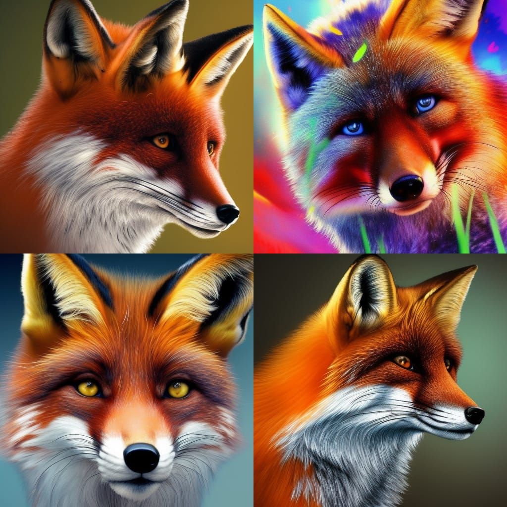 Hyperrealistic Fox Profile Image in Splash Art Style