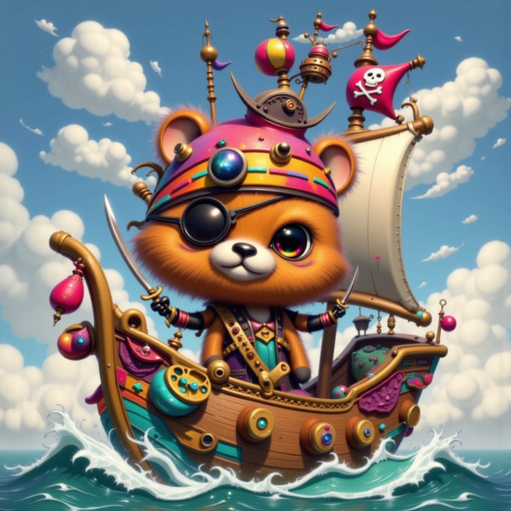 Beaver Pirate on Ship in Pixar-Inspired 3D Cartoon