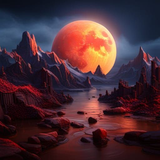 Ethereal Blood Moon Fantasy Concept Art