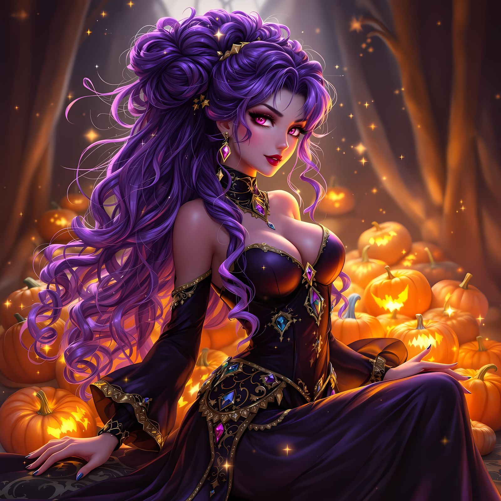 Confident Witch in Modern Anime Style