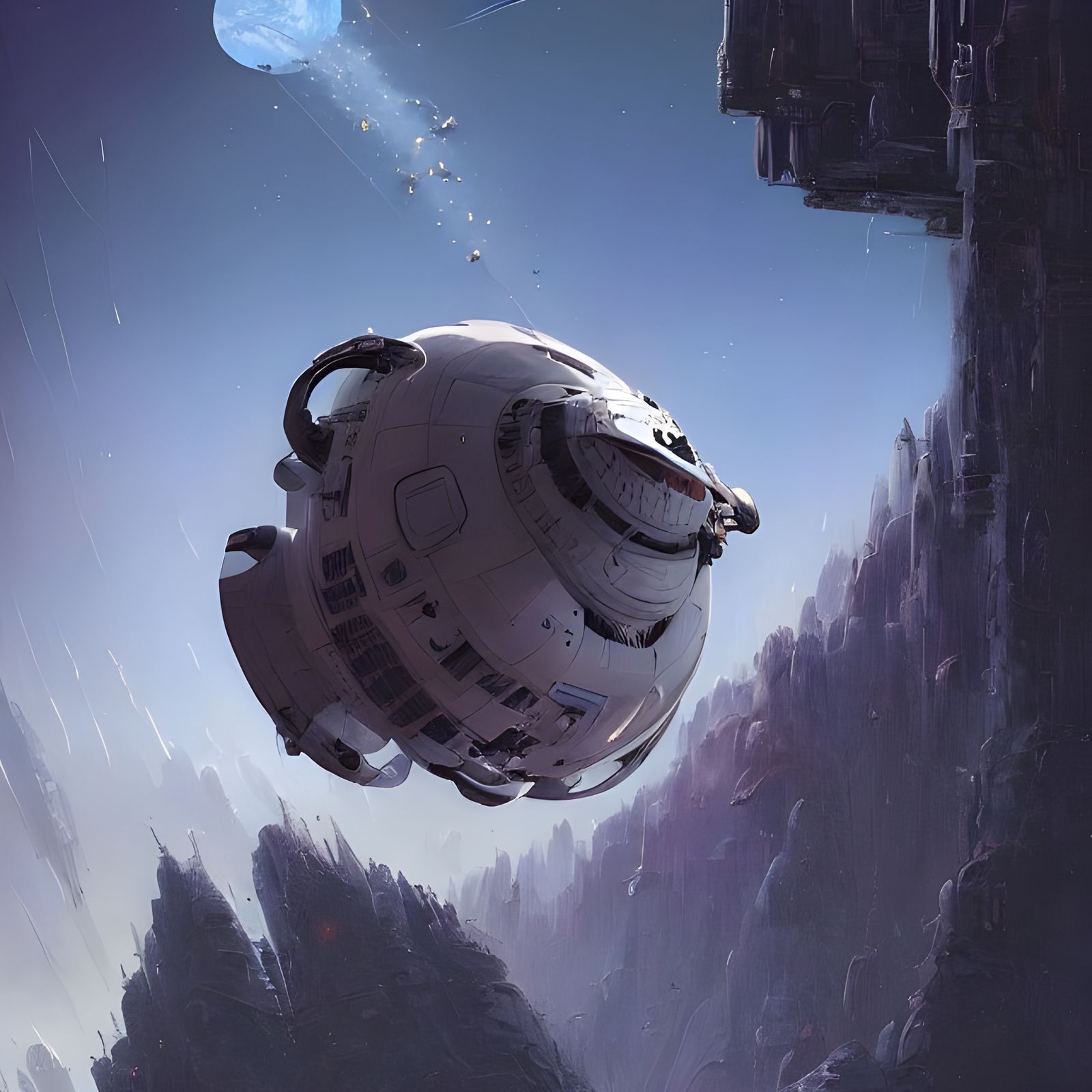 Homemade Spaceship Launch in Retrofuturistic Acrylic Art