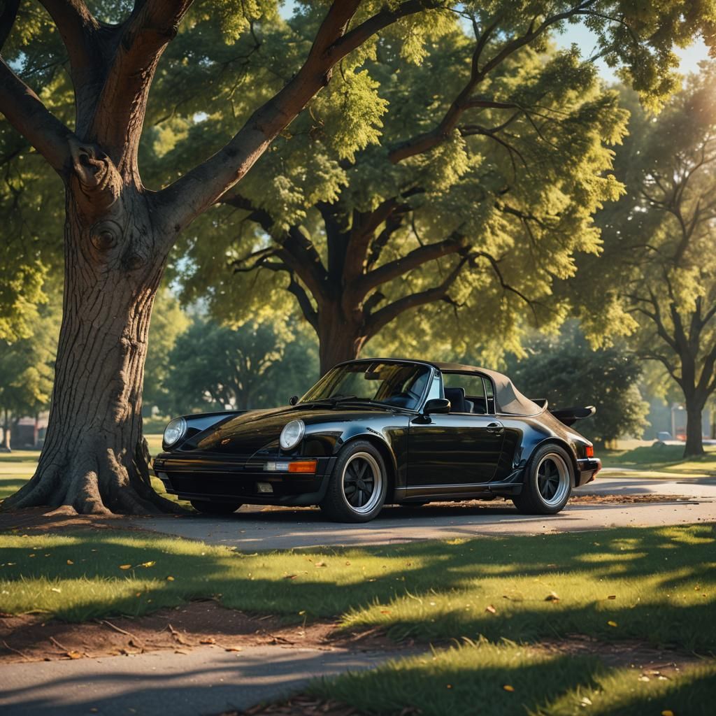 Black Porsche 911 Convertible on a Sunny Day