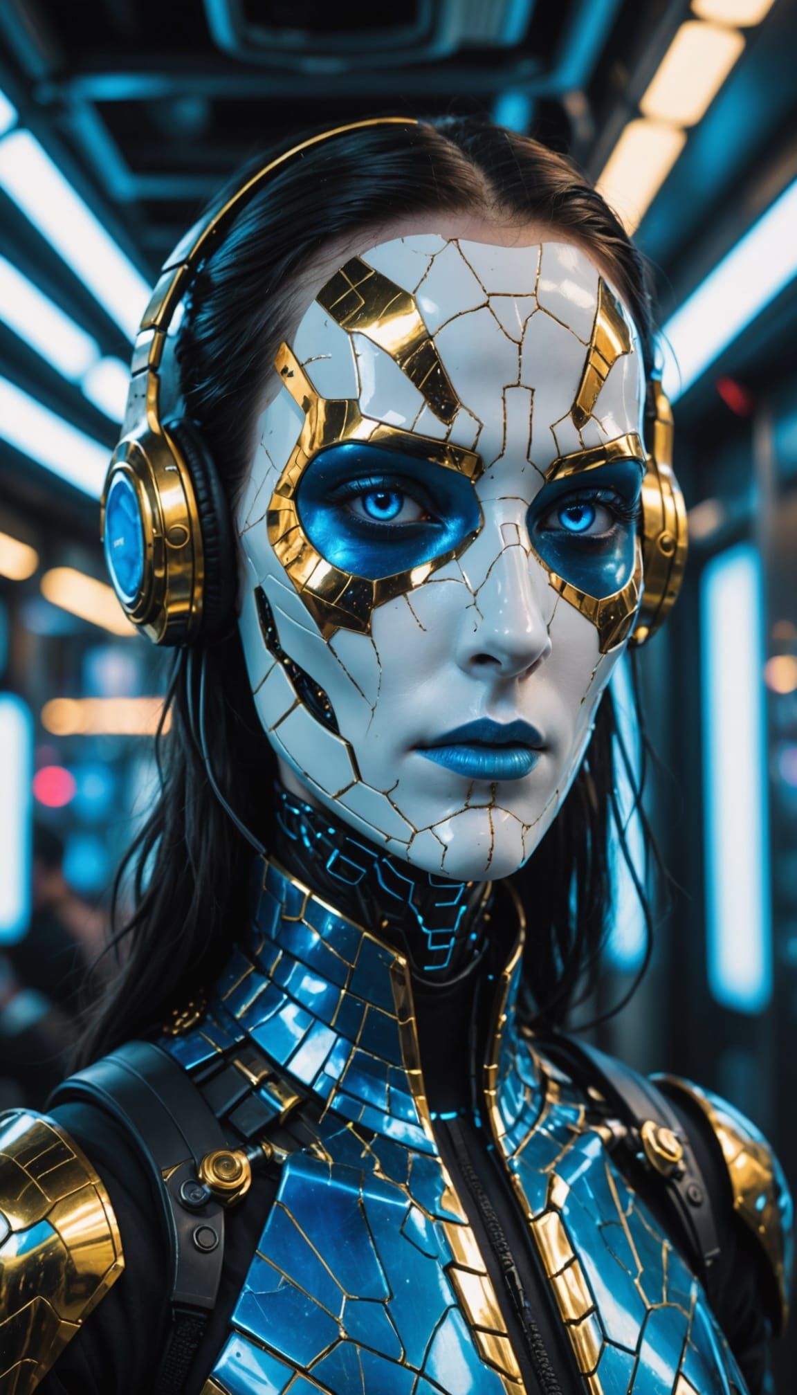 Android Goddess in Cyberpunk Void