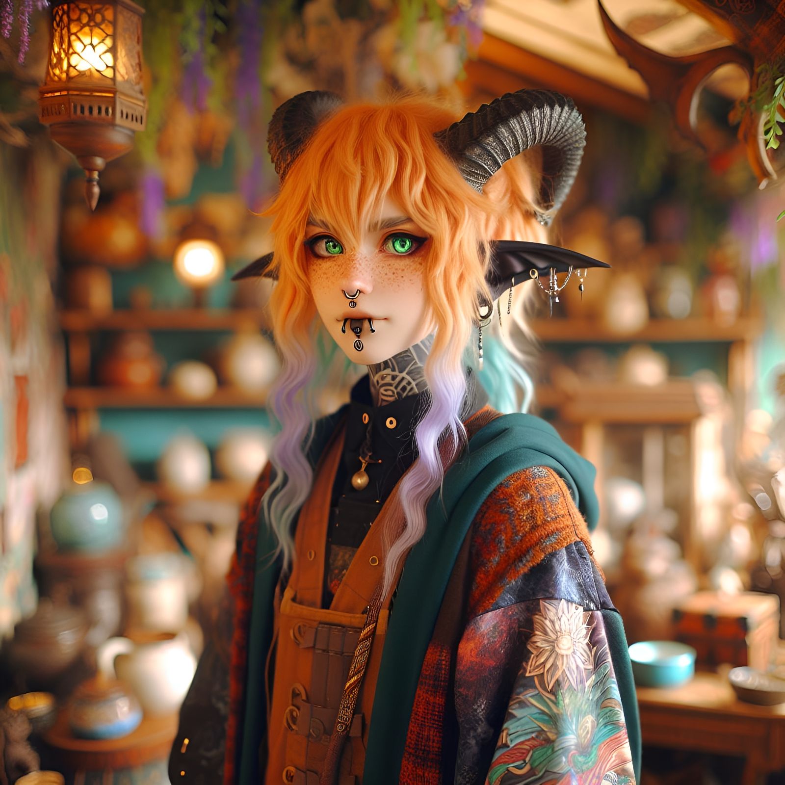 Anime Demon with Tattoos in Detailed RTX Style